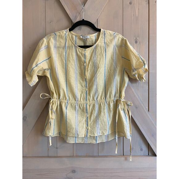 Madewell shirt blouse lot s xs yellow coral blouse Atlantic stripe Swiss dot - Picture 3 of 16